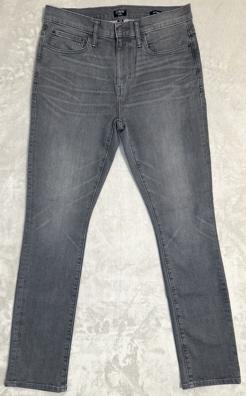J.Crew Flex Men's 33x32 Gray Washed Skinny Jeans Stretch Denim Power Stretch